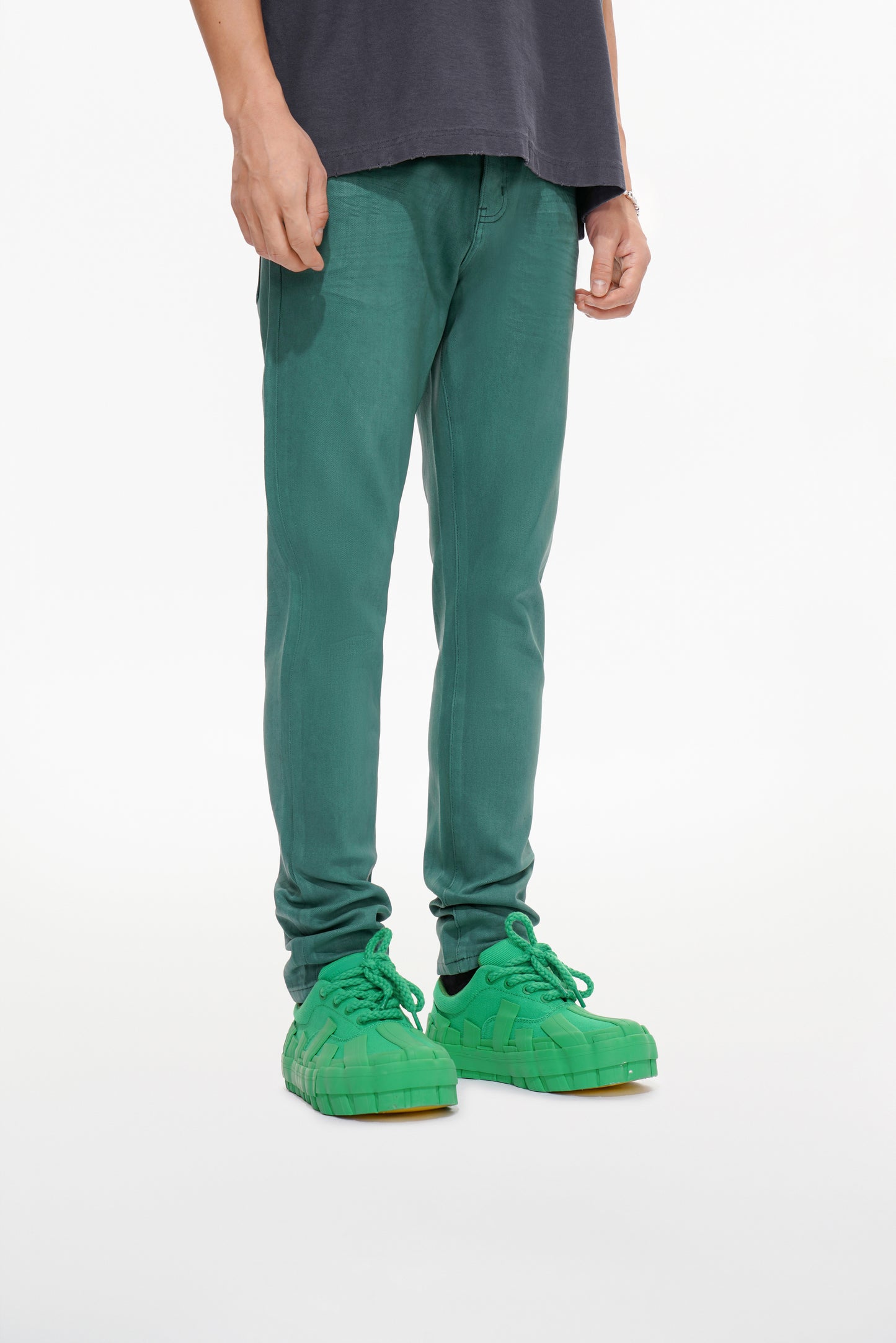 Mr.Slim Green Waxed Skinny Jean