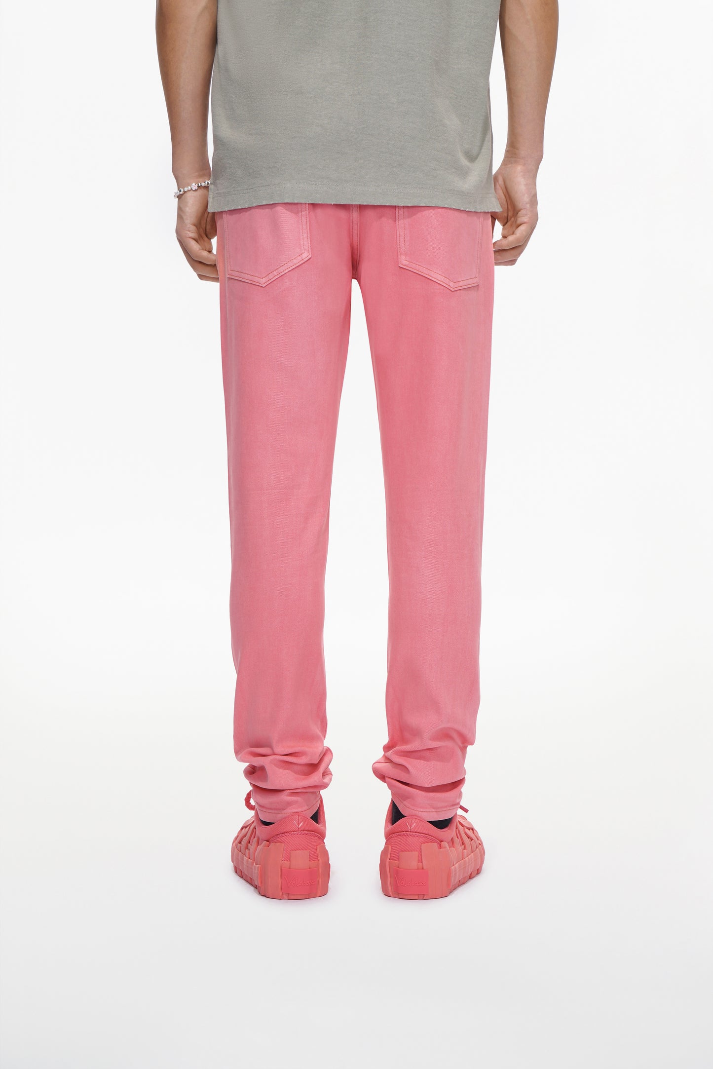 Mr.Slim Light Coral Waxed Skinny Jean