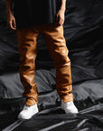 "JEDI" CARMEL SKINNY/STACKED FLARE JEAN