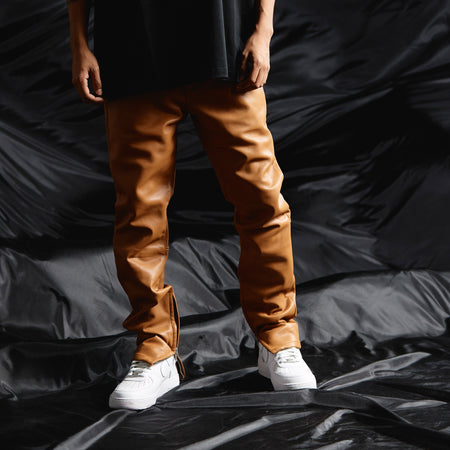 "JEDI" CARMEL SKINNY/STACKED FLARE JEAN