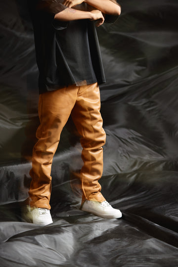 "JEDI" CARMEL SKINNY/STACKED FLARE JEAN