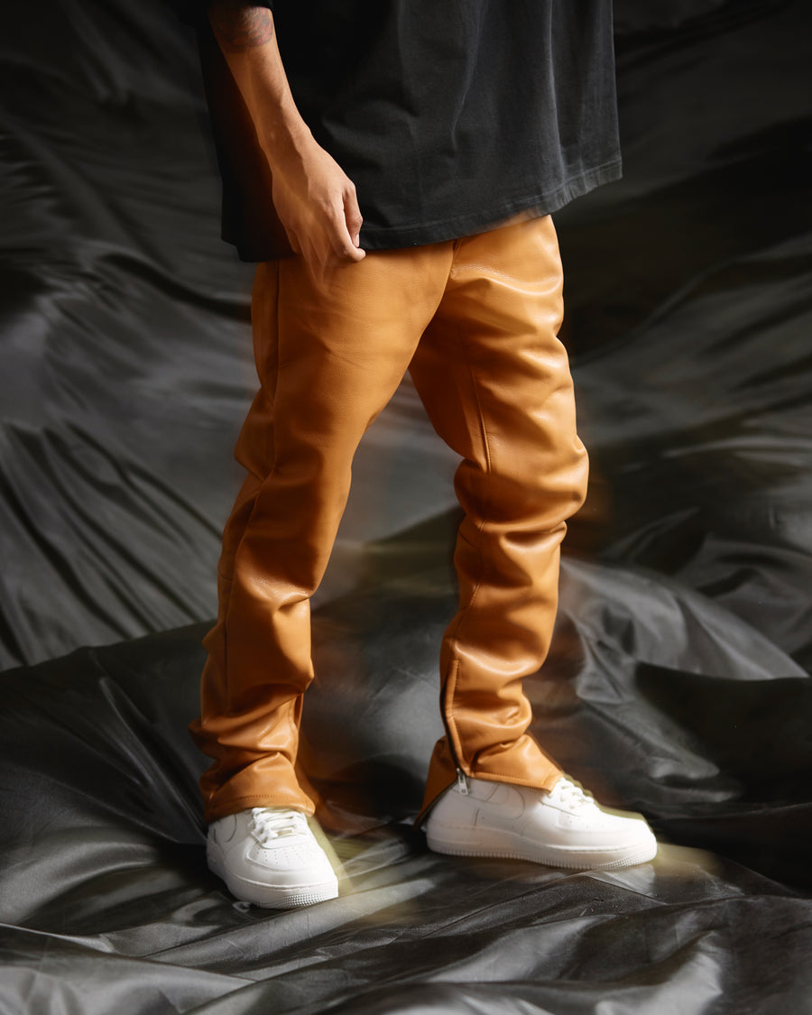 "JEDI" CARMEL SKINNY/STACKED FLARE JEAN