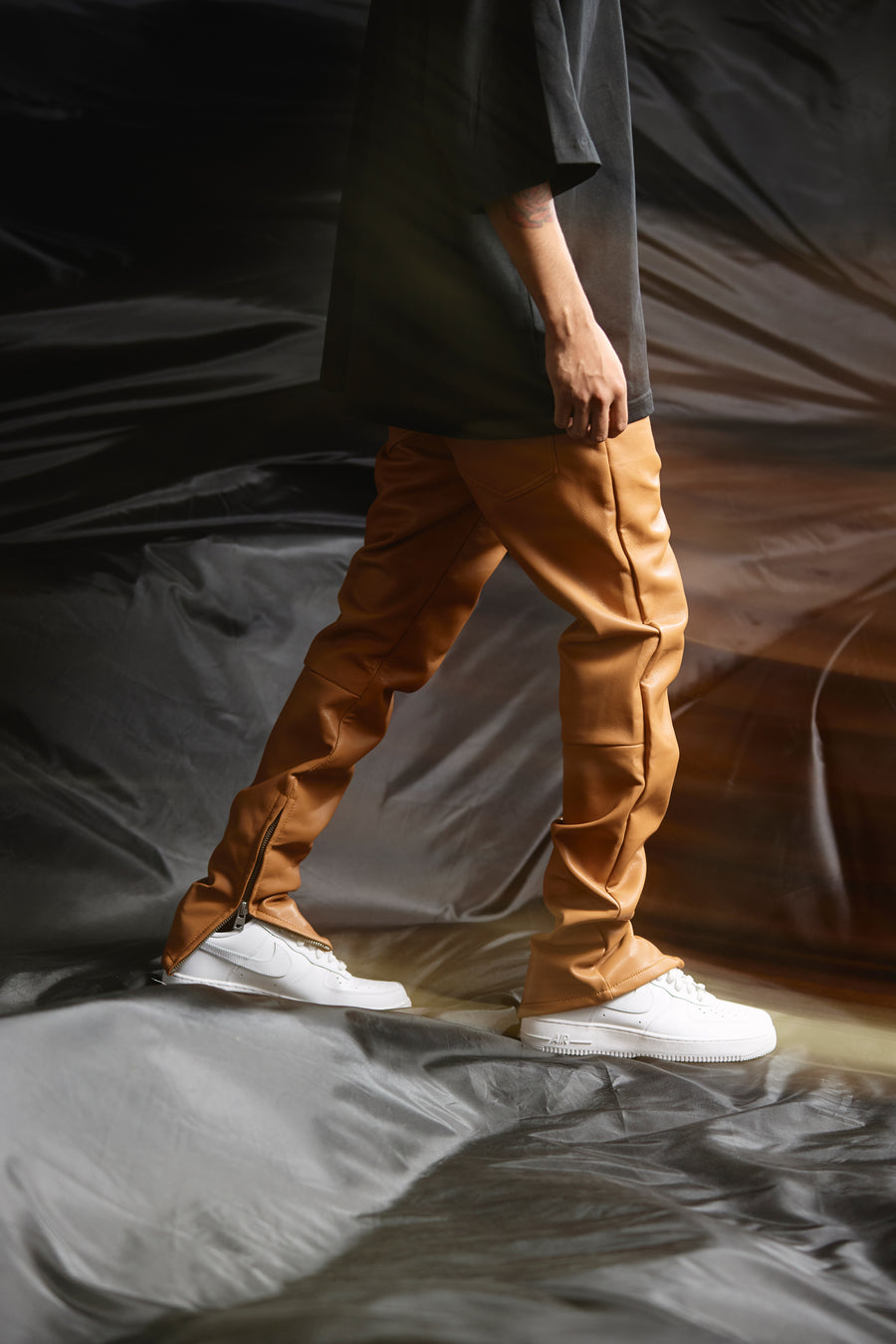 "JEDI" CARMEL SKINNY/STACKED FLARE JEAN