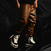 "JEDI" MOCHA SKINNY/STACKED FLARE JEAN