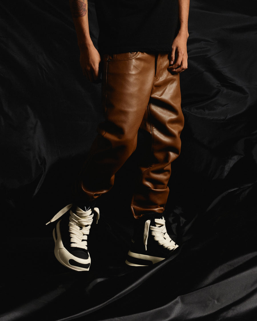 "JEDI" MOCHA SKINNY/STACKED FLARE JEAN