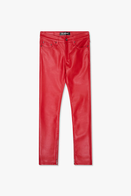 "JEDI" RED SKINNY/STACKED FLARE JEAN