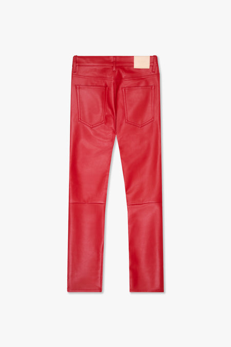 "JEDI" RED SKINNY/STACKED FLARE JEAN