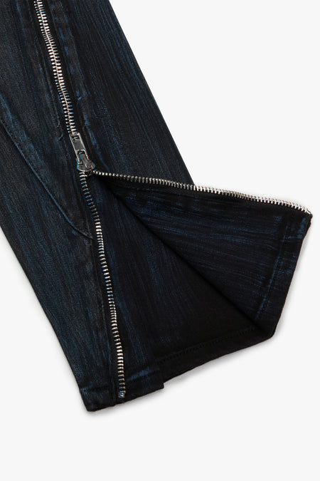 "RUNNER" BLACK BLUE WAXED SKINNY JEAN