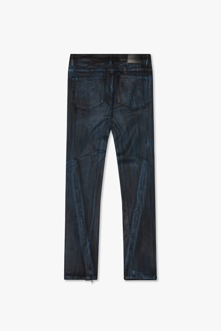 "RUNNER" BLACK BLUE WAXED SKINNY JEAN