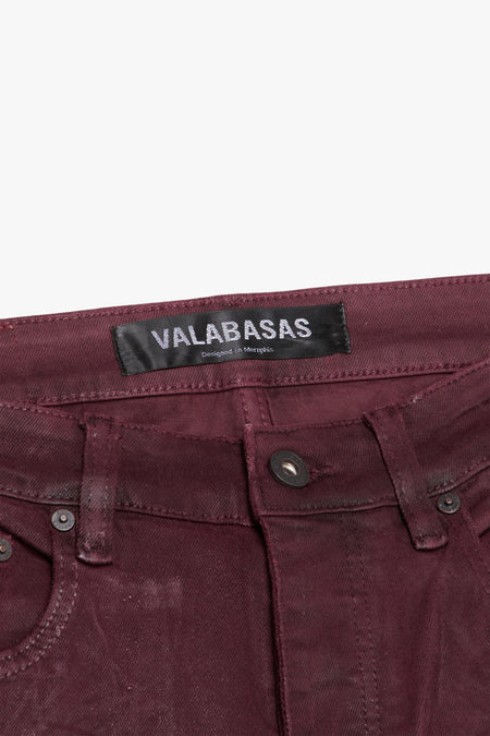 "RUNNER" BURGUNDY SKINNY DENIM