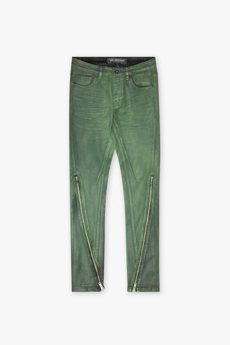 "RUNNER" GREEN SKINNY DENIM