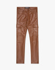 "CITING" BROWN SKINNY VEGAN LEATHER JEAN