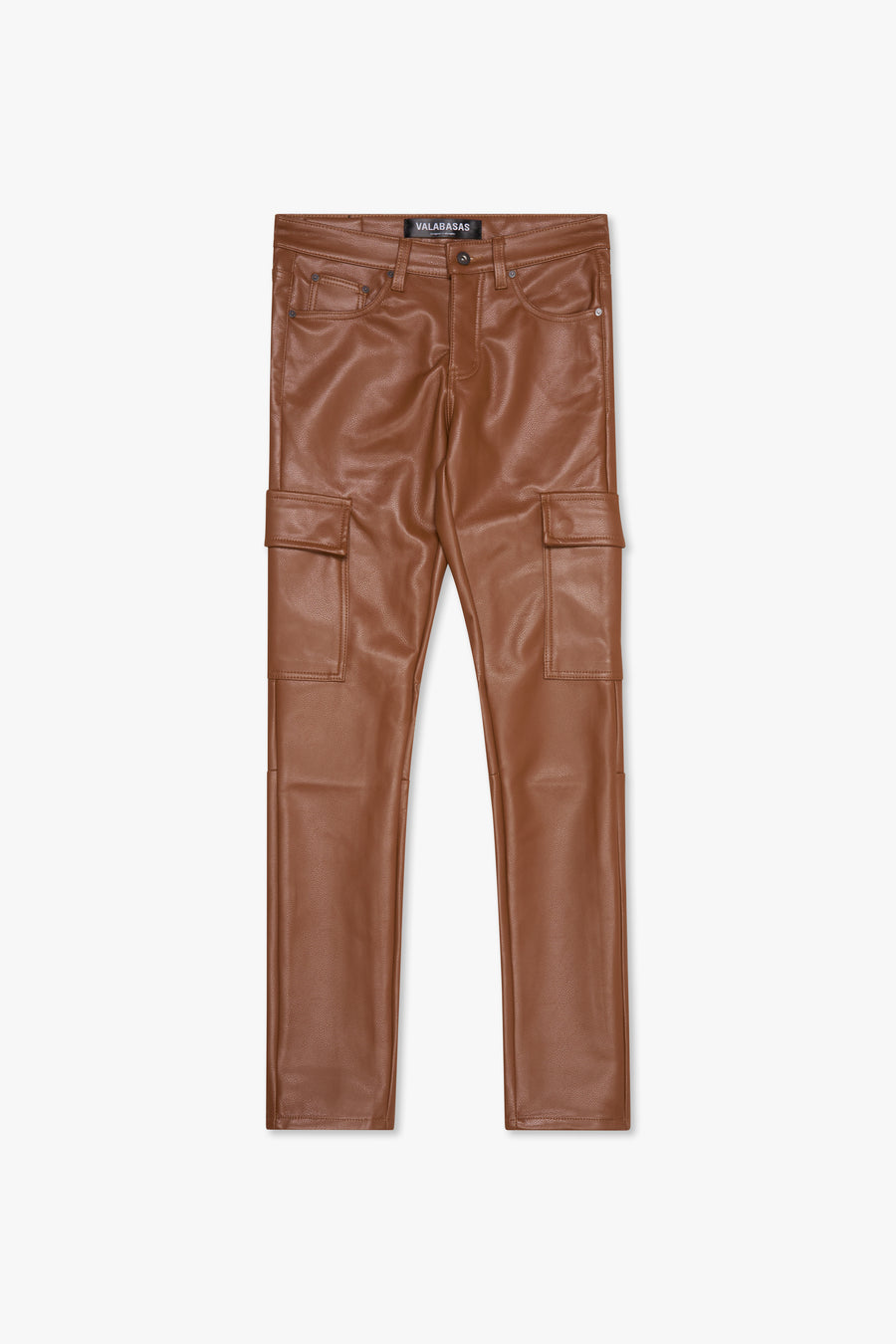 "CITING" BROWN SKINNY VEGAN LEATHER JEAN