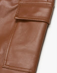 "CITING" BROWN SKINNY VEGAN LEATHER JEAN