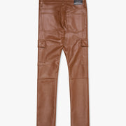 "CITING" BROWN SKINNY VEGAN LEATHER JEAN