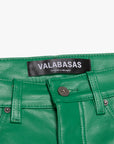 "CITING" GREEN SKINNY VEGAN LEATHER JEAN