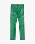 "CITING" GREEN SKINNY VEGAN LEATHER JEAN