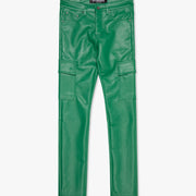 "CITING" GREEN SKINNY VEGAN LEATHER JEAN