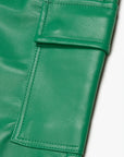 "CITING" GREEN SKINNY VEGAN LEATHER JEAN