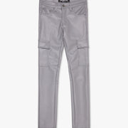 "CITING" GREY SKINNY VEGAN LEATHER JEAN