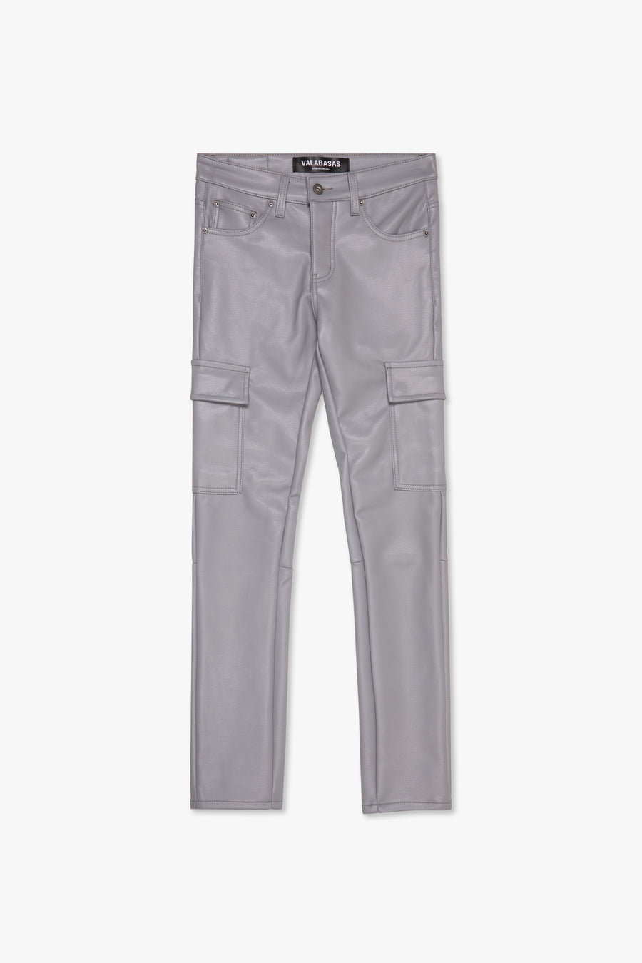 "CITING" GREY SKINNY VEGAN LEATHER JEAN