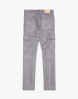 "CITING" GREY SKINNY VEGAN LEATHER JEAN