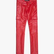 "CITING" RED SKINNY VEGAN LEATHER JEAN