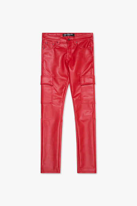 "CITING" RED SKINNY VEGAN LEATHER JEAN