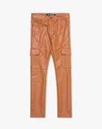 "CITING" WHEAT SKINNY VEGAN LEATHER JEAN