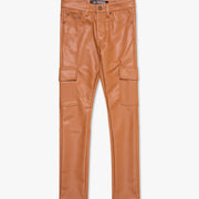 "CITING" WHEAT SKINNY VEGAN LEATHER JEAN