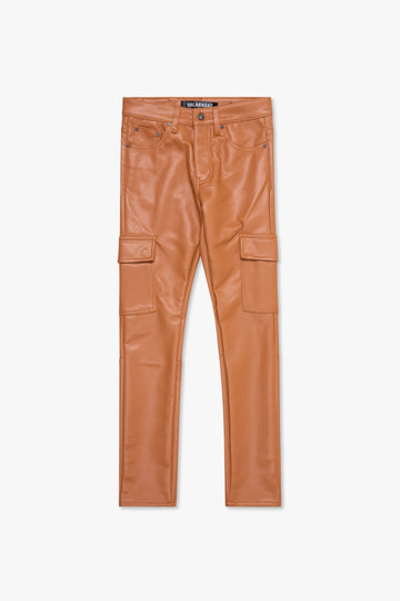 "CITING" WHEAT SKINNY VEGAN LEATHER JEAN