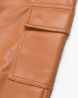 "CITING" WHEAT SKINNY VEGAN LEATHER JEAN