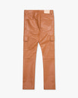 "CITING" WHEAT SKINNY VEGAN LEATHER JEAN