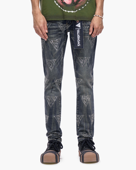 Scatter Skinny Dark Dirty Blue Jeans