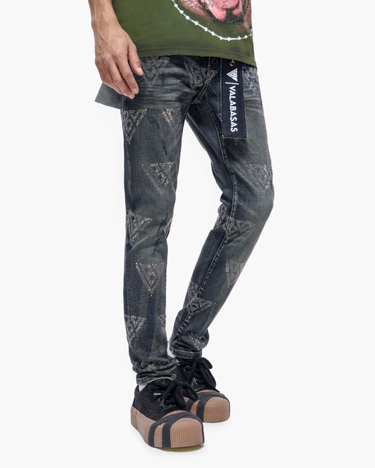 Scatter Skinny Dark Dirty Blue Jeans