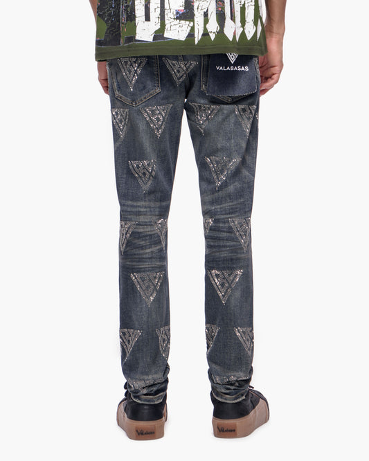 Scatter Skinny Dark Dirty Blue Jeans
