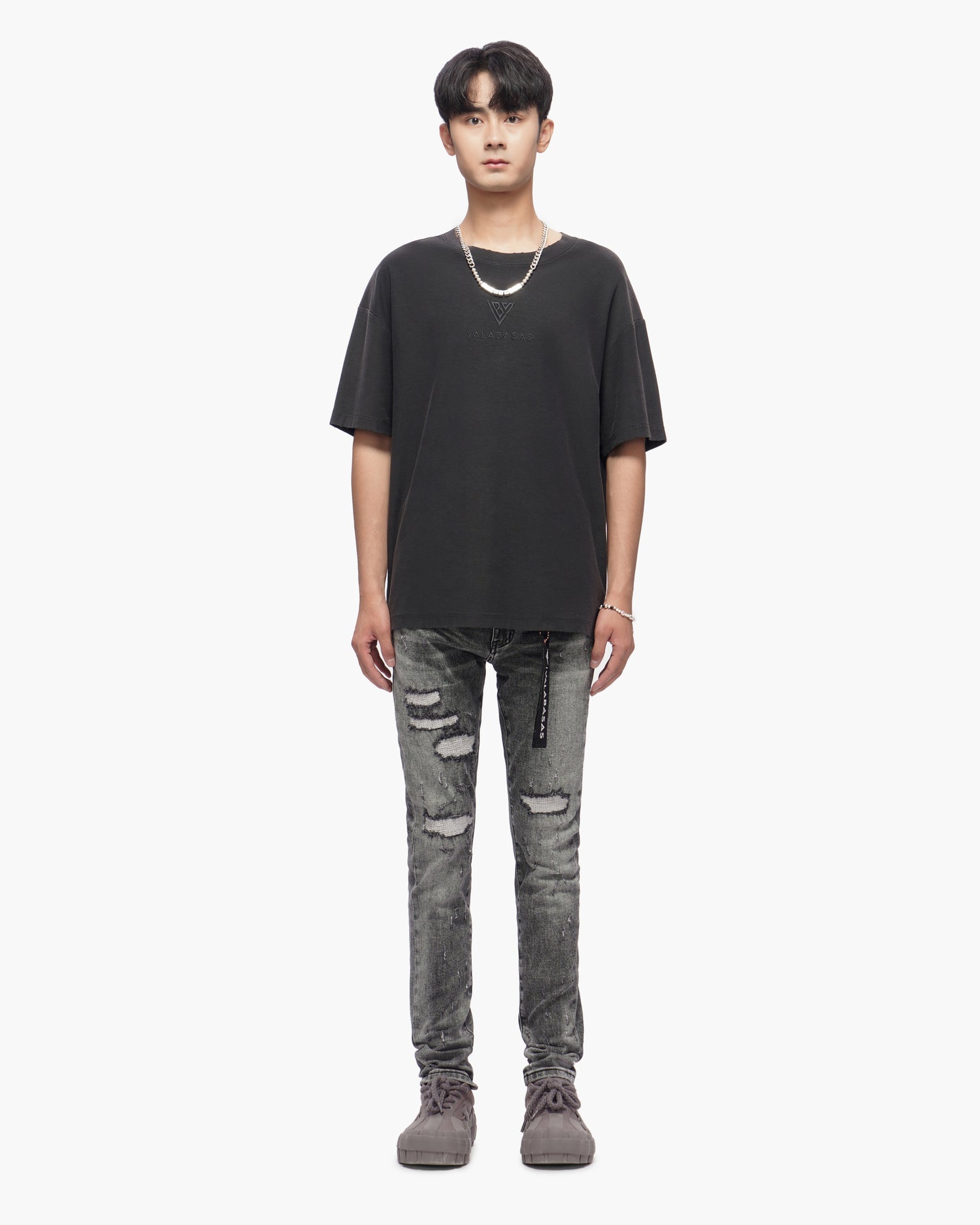 Ilyas Grey Wash Skinny Jeans