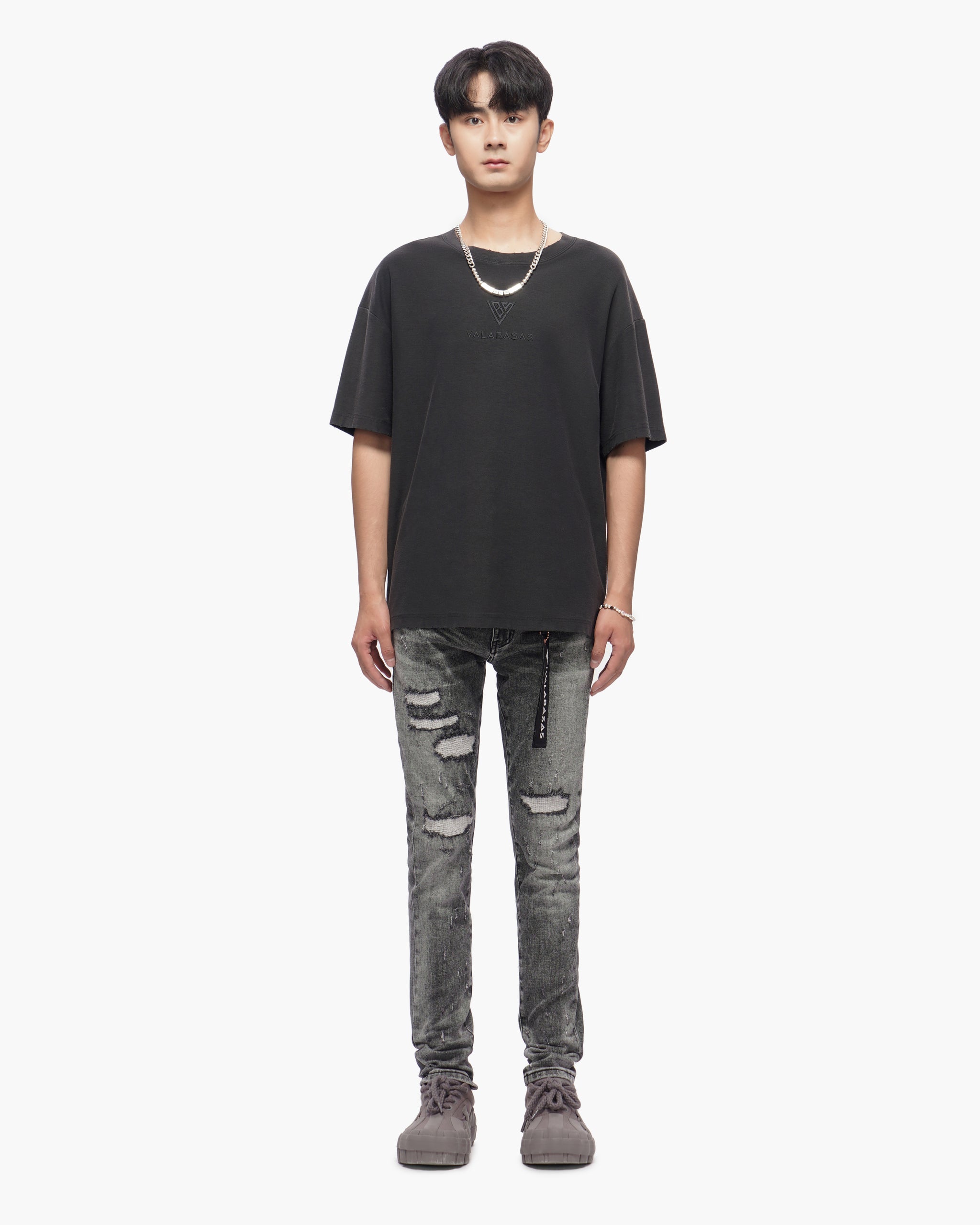 Ilyas Grey Wash Skinny Jeans