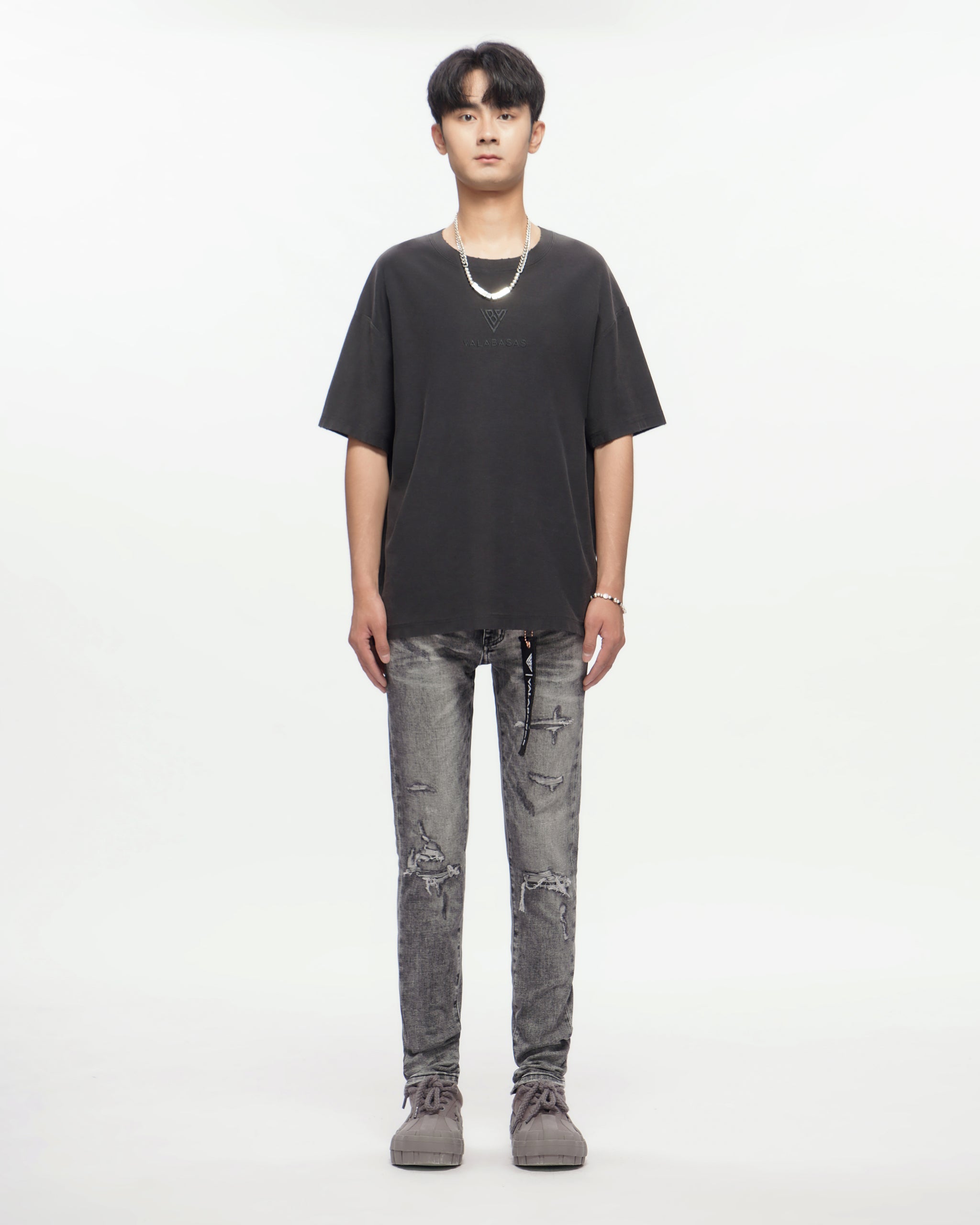 Scimitar Grey Wash Skinny Jeans