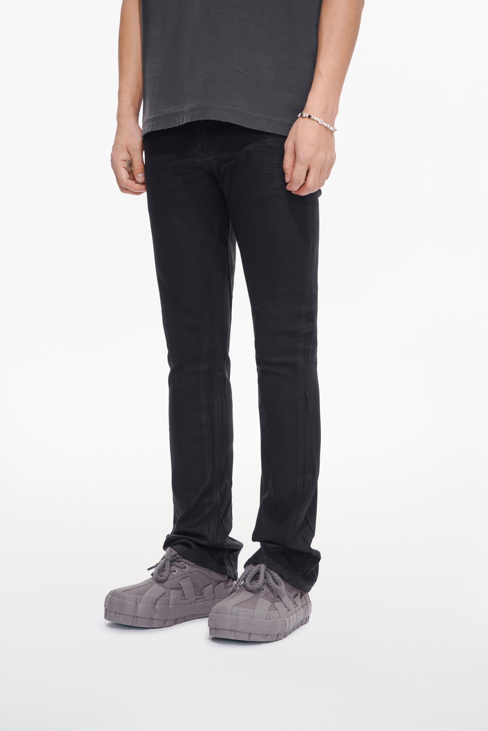 Mr.Stacked Black Waxed Jeans