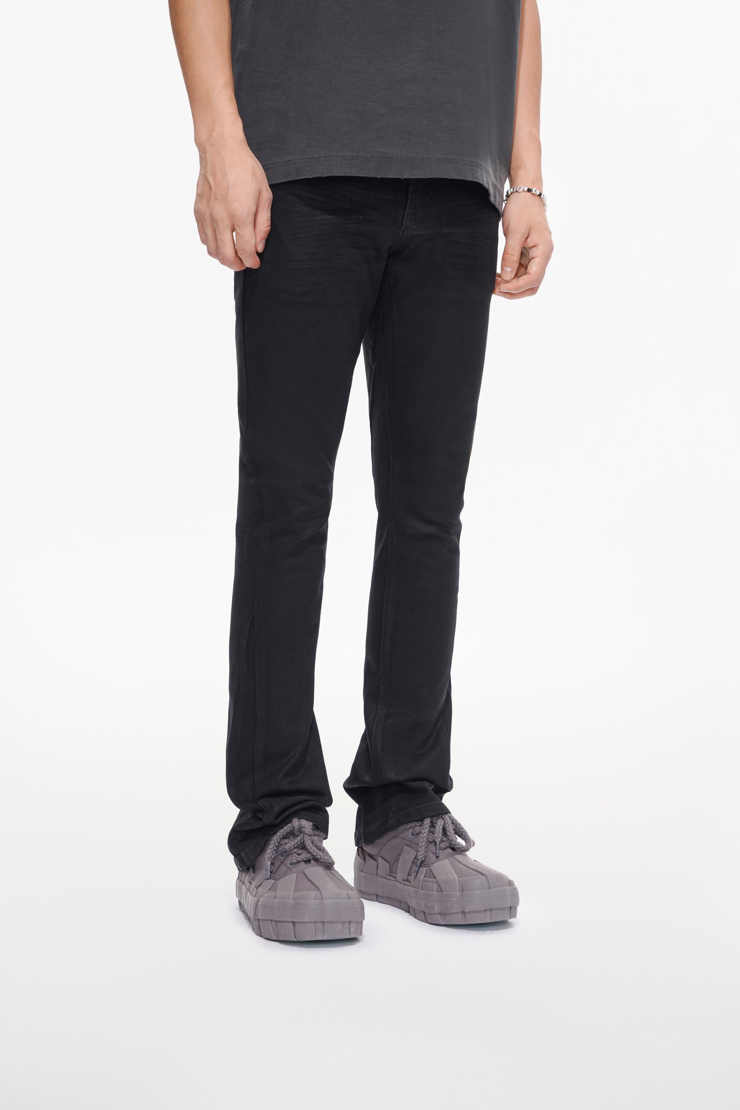 Mr.Stacked Black Waxed Jeans