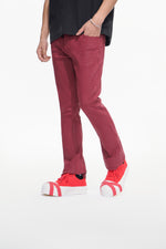 Mr.Stacked Burgundy Waxed Jean