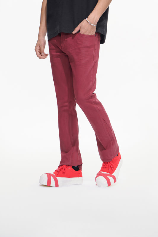 Mr.Stacked Burgundy Waxed Jean