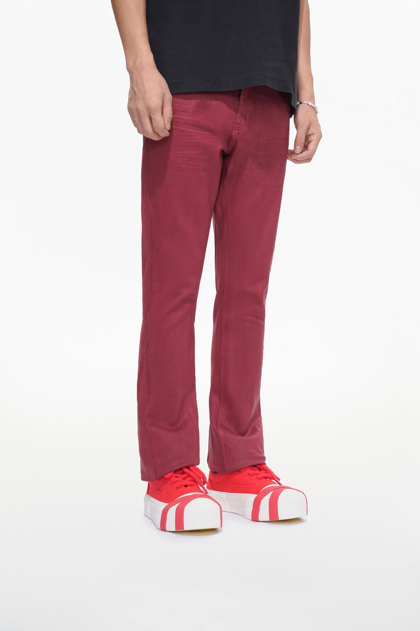 Mr.Stacked Burgundy Waxed Jean