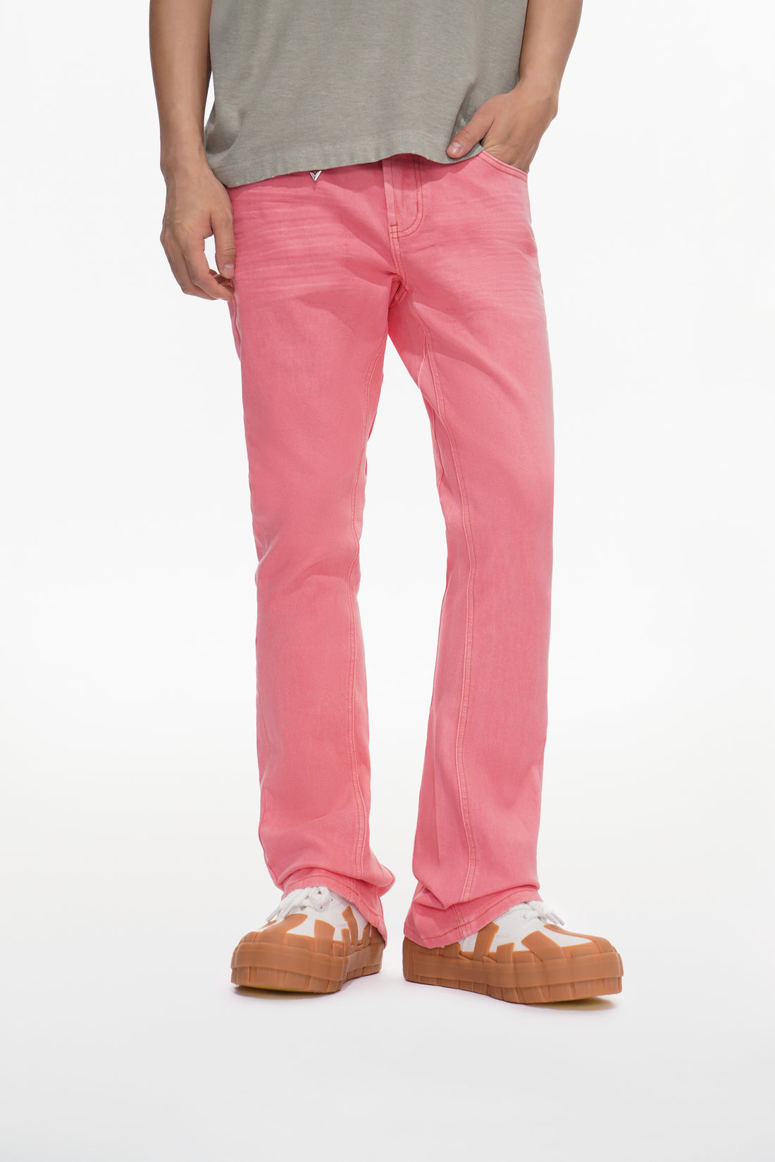 Mr.Stacked Light Coral Waxed Jeans