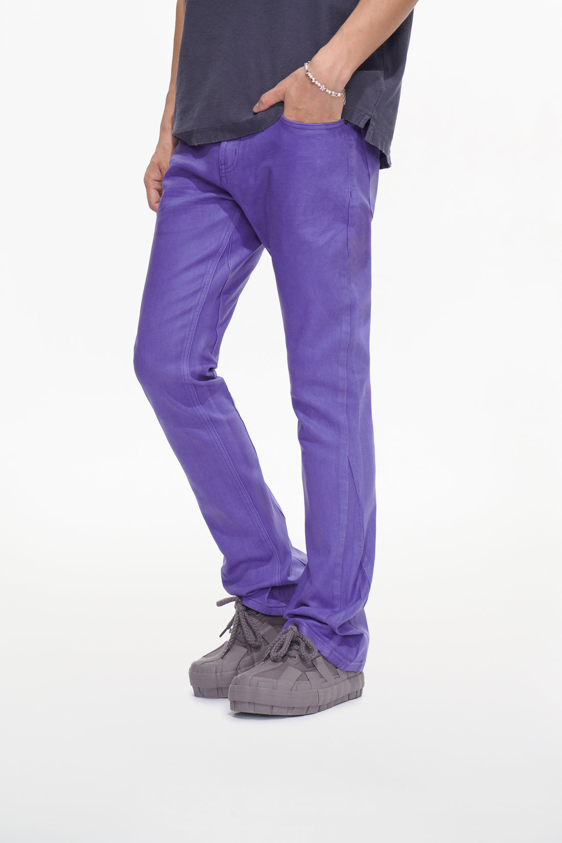 Mr.Stacked Purple Waxed Jean