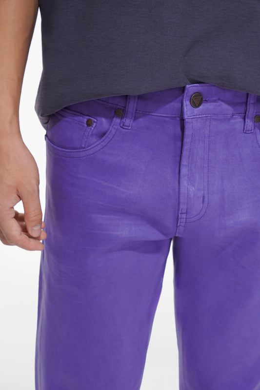 Mr.Stacked Purple Waxed Jean