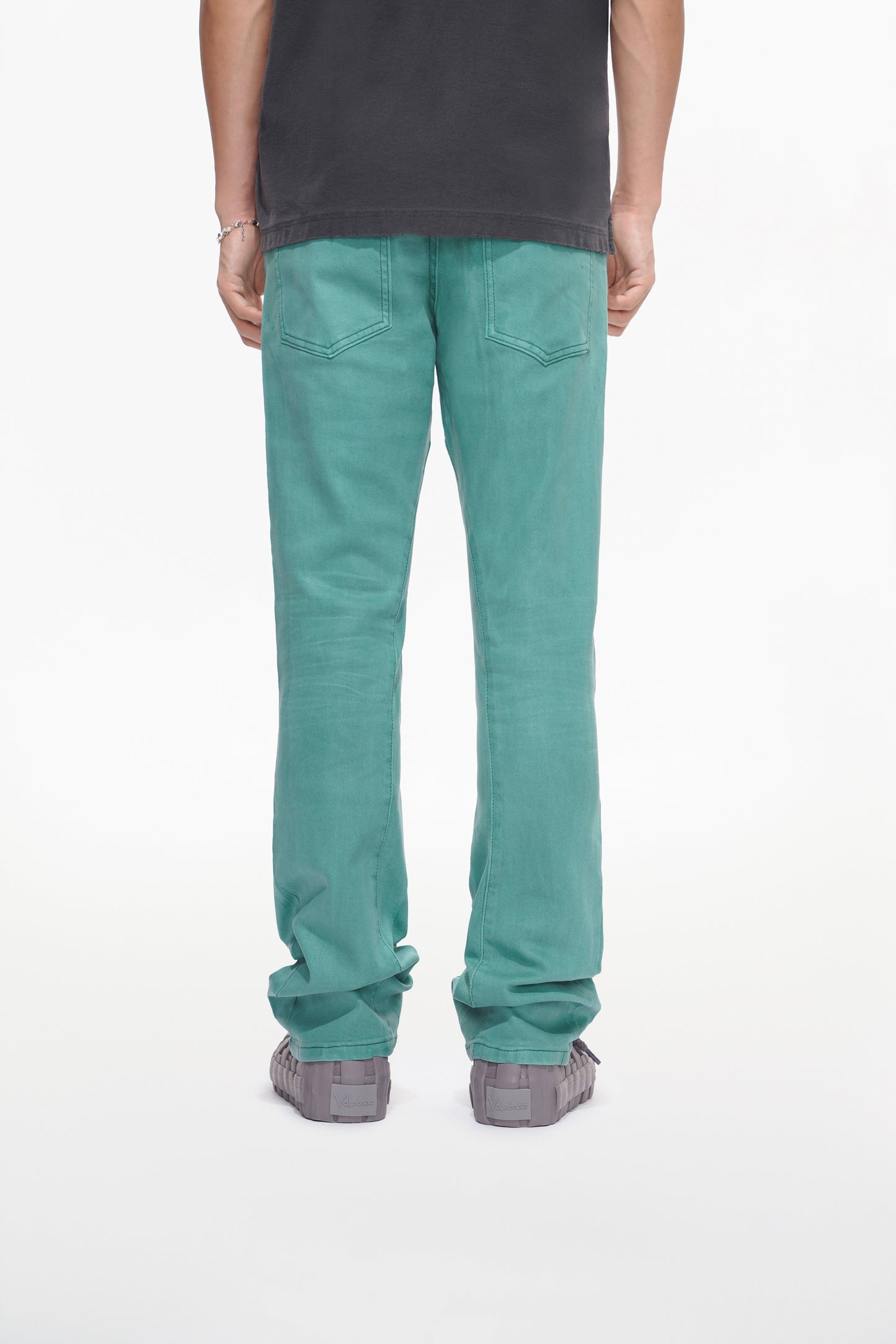 Mr.Stacked Teal Waxed Jean
