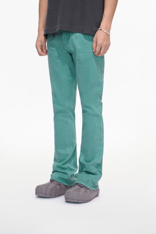 Mr.Stacked Teal Waxed Jean