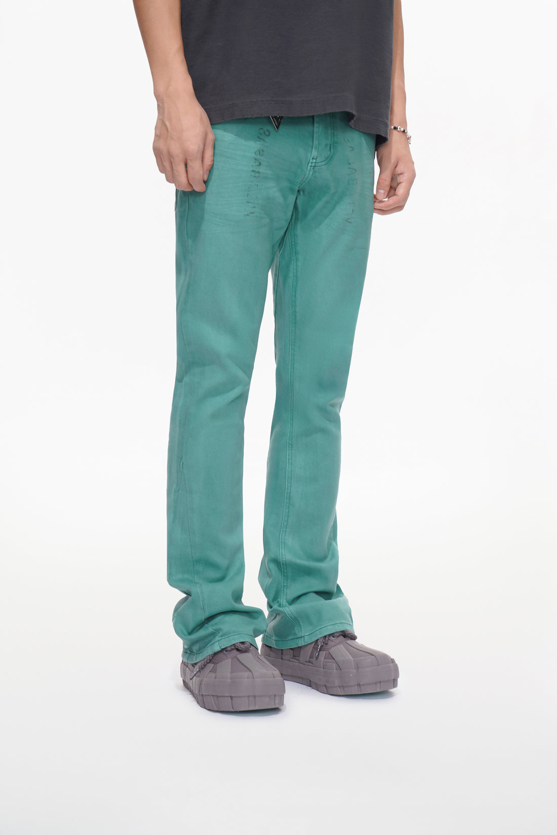 Mr.Stacked Teal Waxed Jean